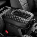 JOYTUTUS Center Console Cover Compatible with Silverado Sierra 2019-2025, Leather Arm Rest Armrest Cover for Car, Middle Console Cover Lid, Car Arm Rest Covers Cushion Pad, Car Black Accessories