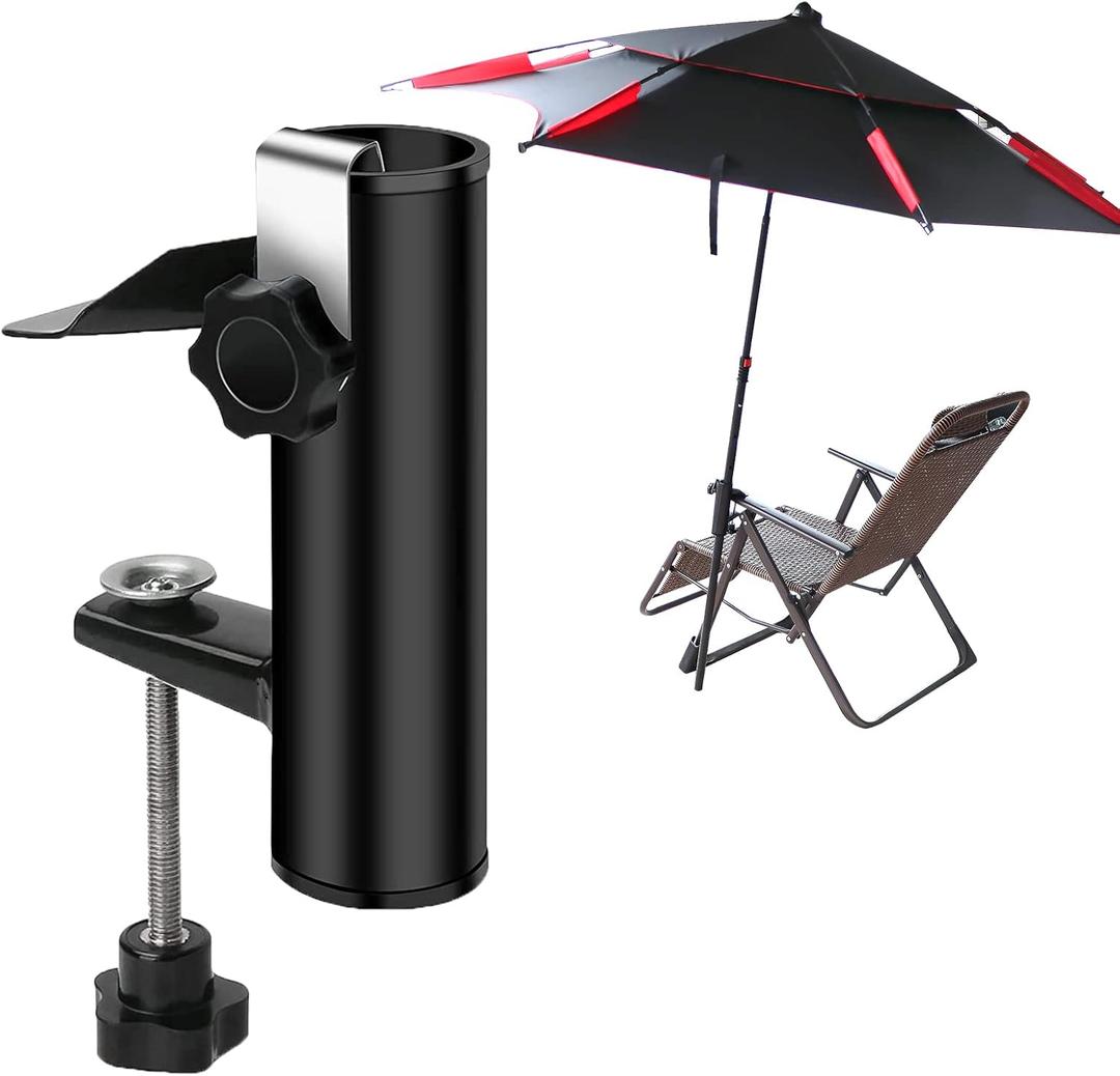Outdoor Patio Umbrella Clamp Umbrella Clip Umbrella Stand Holder Patio Umbrella Stand for Beach Courtyard Balcony Deck Bleachers Boats, black