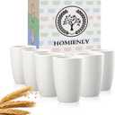 2 x Homienly Kitchen Cups 12 OZ Wheat Straw Drinking GlassesUnbreakable, Lightweight & Reusable Alternative to Plastic Cups,Dishwasher Safe Cups for Kitchen & Outdoor Use (White, 6 PCS)