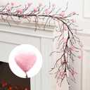 Valentine's Day Glitter Garland with 30 Fairy Lights 4.5ft Pip Berry Cherry Blossom Garland LED Christmas Lights for Valentine's Day Wedding Party (Pink)