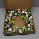 18 inch Easter Wreath Artificial Easter Egg Wreath for Front Door Easter Door Wreath Spring Wreath with Pastel Eggs and Mixed Twigs for Easter Decorations