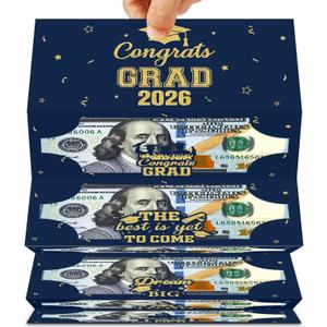 Graduation Money Holders for Cash Gifts: Class of 2026 Grad Money Greeting Card, Funny Cash Gift Card Holders, Navy Blue & Gold Graduate Party Decortaions Supplies