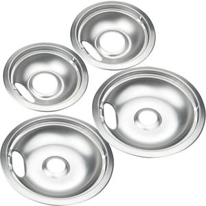 Premium Drip Pan Electric Stove Burner Covers for Whirlpool, Maytag, Kenmore - Replacement for W10278125, W10196405 & W10196406-4 Pack (2x6" and 2x8")