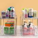 2Pack 2-Tier Bathroom Storage Organizer, Clear Under Sink Organizers Kitchen Vanity Counter Storage Container, Medicine Cabinet Drawers Bins, Pull-Out Organization with Track for Pantry