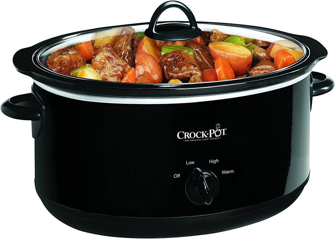 Crock-Pot 8-Quart Large Manual Slow Cooker with Auto Warm Setting, Serves 10, Dishwasher Safe, Black (8 Qt)