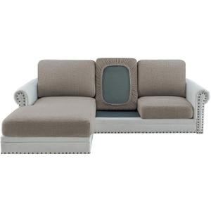 H.VERSAILTEX High Stretch Individual Couch Cushion Covers Jacquard Couch Covers Sofa Covers Soft Furniture Protector with Crizzle Pattern (1 PC, Sofa Seat Couch Cover, Taupe)