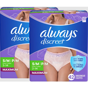 Always Discreet Maximum Protection Underwear , Small/Medium, 84 count
