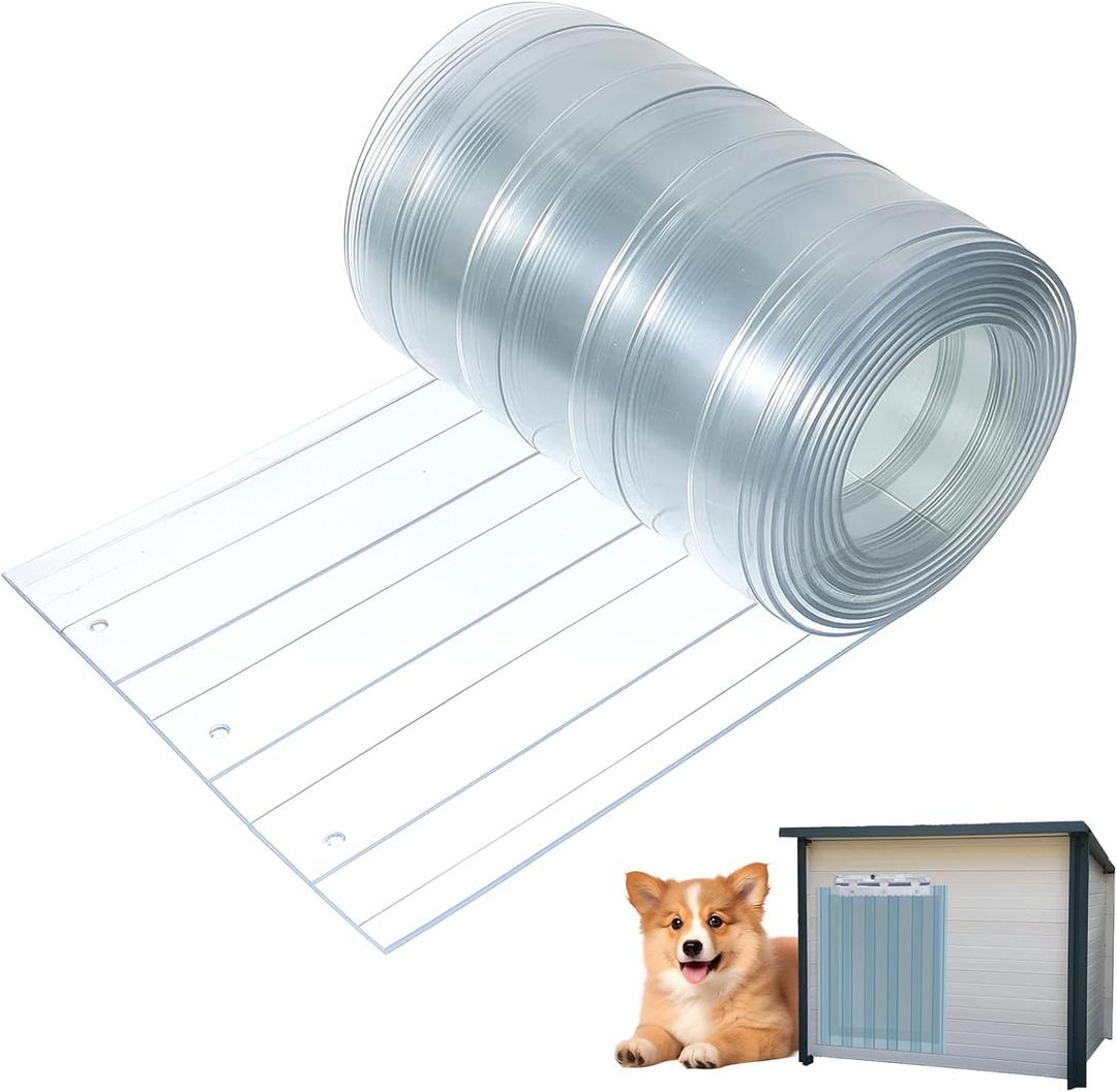 Plastic Door Strips 7.8 x 7.1", Clear Vinyl Strip Curtain 0.08 Thickness, Smooth Plastic Door Curtain for Walk in Cooler Commercial Entry, DIY Dog Cat House Entry
