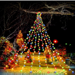 PUHONG Christmas Decorations Star Lights, 320 LED Christmas Tree Toppers Lights Outdoor,16.4Ft String Lights 8 Memory Modes with 14" Lighted Star for Xmas New Year (Iron-Multicolor)