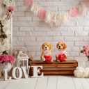 Roowest 2 Pcs Valentines's Dog Couple Figurines Decor Funny Proposal Cute Craft Resin Dog with Heart Sculpture Statue for Valentine Home Office Desk Tabletop Bathroom Decoration, Ornament Gift (3.94")