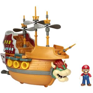 Super Mario Deluxe Bowser's Air Ship Playset with Mario Action Figure  Authentic in-Game Sounds & Spinning Propellers