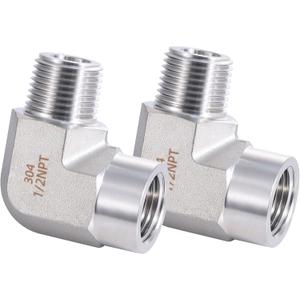Stainless Steel Pipe Fitting 90 Degree Barstock Street Elbow 1/2" NPT Male x 1/2" NPT Female 2 Pack