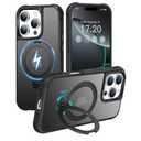 HuwaiH 360° Rotatable Magnetic Ring Stand for iPhone 16 pro Case, Compatible with MagSafe, Military-Grade Shockproof, Anti-Scratch Matte Translucent Phone Case for iPhone 16 pro(Black)