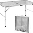 Folding Table, Easy for Storage, Compact and Portable Picnic Table for Grill, Outdoor Camping, Garden, Patio, Dining, BBQ, Party, Market, 4Ft (Large, Silver) (Large 4Ft)