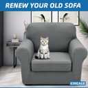 XINEAGE 2026 New 2 Pieces Chair Covers with Arms Super Stretch Chair Slipcover for Living Room Pet Dog Universal Slip Cover Anti Slip Armchair Furniture Protector (Light Gray), 31"-46"(1 Cushion)