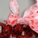 Waipfaru 14.2'' Valentines Day Wreath, Heart Wreaths for Front Door, Red Pink White Valentine Wreath Decorations with Bowknot Lights for Valentine's Home Wedding Party Wall Window Gifts Decor