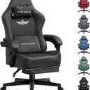 GTPLAYER Gaming Chair Fabric with Pocket Spring Cushion, Big and Tall Gamings Chairs 350LBS High Back Computer Chair with Footrest for Adults Lumbar Support Swivel Game Chair for Office Dark Grey