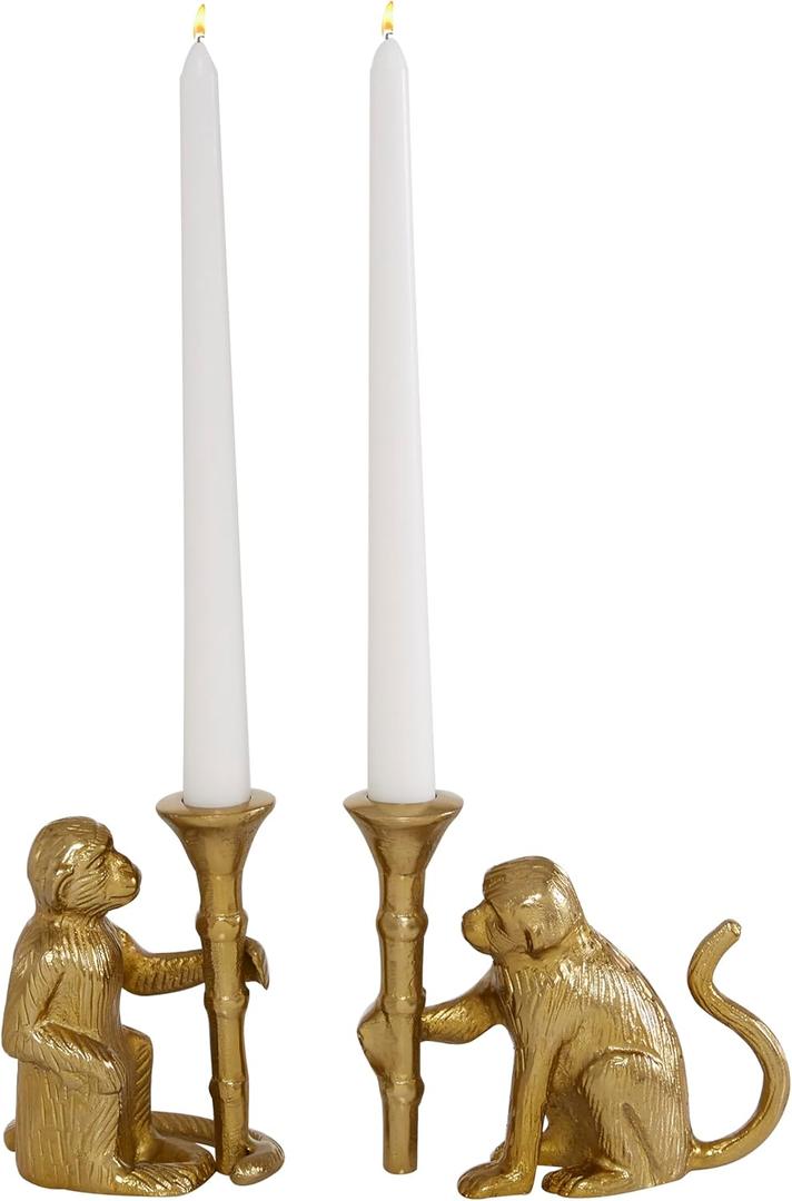 Deco 79 Aluminum Metal Decorative Candle Holder Candle Stand, Set of 2 Candlestick Holder 3"W, 5"H, Gold