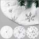 3 Pack Mini Christmas Tree Skirt White with Silver Snowflake Mat 15 Small Christmas Tree Skirt Faux Fur Plush Sequin Fluffy for Xmas Holiday Party Indoor Outdoor Home Decoration (White, Gold, Sliver)