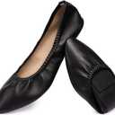 Women's Ballet Flat Slip On Flats - Classic Casual Dress Shoes, Foldable Portable Travel Ballet Walking Shoes (9, Black)