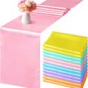 Aneco 12 Pack Satin Table Runner 12 x 108 Inch Pastel Rainbow Long Wedding Satin Silk Table Runner for Wedding Banquet Graduations Birthday Party Decoration
