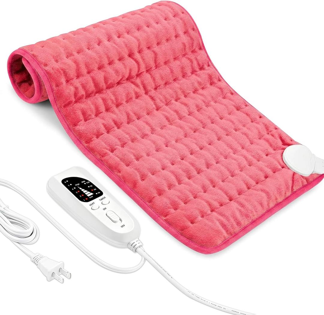 Electric Heating Pad with 6 Heat Settings, Auto Shut Off, Dry Electric Heating for Back Neck Knee Arms Legs Shoulder Heat Pads for Christmas Birthday Father Mother's Day, 24"x12"