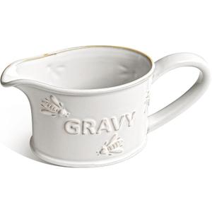 LE TAUCI 17oz Gravy Boat, Ceramic Sauce Boat for Salad Dressings, Creamer, Broth, Black Pepper, Set of 1, Arctic White, Bee Pattern