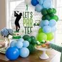 Hole in One Balloon Garland Arch Kit Green and blue Balloon Arch Kit with Lets Partee Backdrop Banner for Masters Birthday Baby Showers Retirement Parties Golf Events Decor
