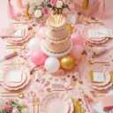 LIYH 24 Pcs Pink Plates Reusable, Pink Plastic Scalloped Plate Durable and Dishwasher Safe,Baby Shower Plate, Light Weight Daisy Plastic Wavy Plates for Wedding Party Birthday