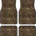 Generic Car Foot Mat Sparkling Leopard Non-Slip Carpet Mats for Cars & Trucks,Decorative Front & Rear Vehicle Foot Rugs,4-Piece Car Floor Mat Set