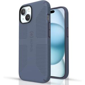 Speck MagSafe Case for iPhone 15 Plus - Drop & Camera Protection, Soft-Touch Secure Grip, Wireless Charging Compatible, 6.7 Inch - iPhone 14 Plus Compatible - Grip Blue (iPhone 15 Plus/14 Plus, Mystery Blue/Faded Denim)