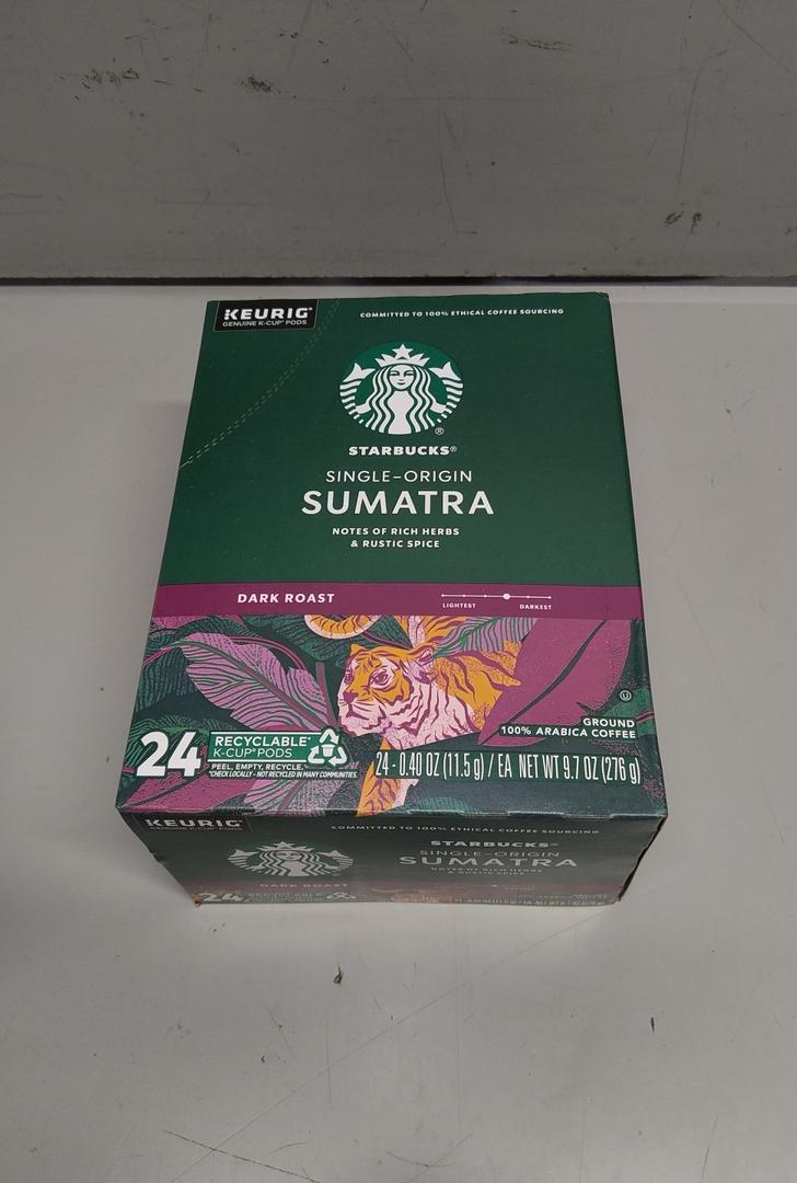 Starbucks Sumatra Dark Roast Single Cup Coffee for Keurig Brewers,0.42 Ounce (Pack of 24), BBD 06/15/2026