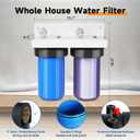 PUREPLUS 2-Stage Whole House Water Filtration System, Reduces Chlorine, Odor, Heavy Metals, Iron, Manganese, 10"x4.5" Clear Housing, 1" Inlet/Outlet, PP Sediment & Iron Filter, with Pressure Gauges