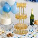 Metal Champagne Flute Holder Stand for Party 3-Tier Champagne Tower Display Holds 32 Glasses, Champagne Stand Holder for Wedding, Event, Celebration (Gold)