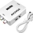 Flylin AV to VGA Converter, TV SetTop Box Audio Video Converter Composite AV to VGA Adapter AV Audio Video Converter 1920 * 1080p