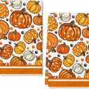 ARKENY Orange Pumpkin Fall Kitchen Towels Set of 2,Autumn Dish Towels 18x26 Inch Drying Dishcloth,Thanksgiving Farmhouse Home Decorations AD388