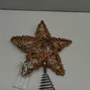 Joiedomi 8 Inch Christmas Tree Toppers, 30 LED Rustic Rattan Star Lighted for Xmas Decorations, Holiday Party Indoor Decor