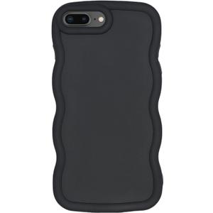 Slim Fit Case for iPhone 8 Plus and iPhone 7 Plus 5.5-Inch, Wave Frame, Cute Soft TPU Thin Protective Phone Cover for Women, Black