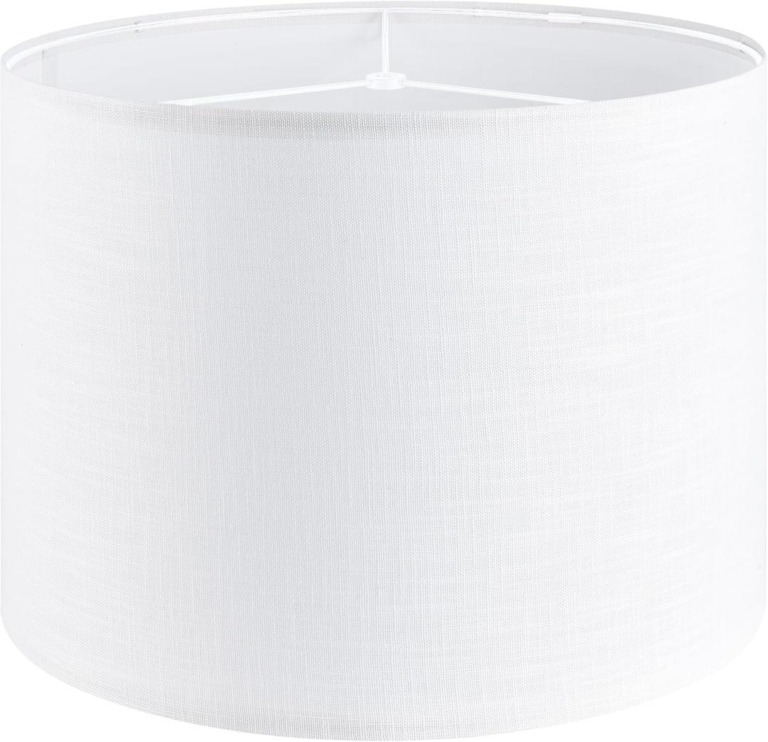 White Linen lampshades Large Drum Lamp Shade 16" Top x 16" Bottom x 10" High (Spider) Modern Lamp Shade for Table&Floor Lamp - Lampshades Replacement By GO&SO Assembly Required, 16*16*10 Inch-1 Pack