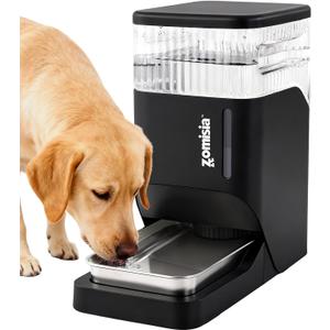ZOMISIA Automatic Dog Water Dispenser 8L with Stainless Steel Bowl, Gravity Large Capacity Water Bowl for Dogs, 2 Gallon Pet Waterer 100% BPA Free, Black