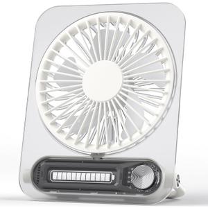 Small Desk Fan Quiet, 3000mAh Personal Portable Fans Max 13H Runtime, Rechargeable & USB-C Powered Mini Desktop Fan 3 Speeds for Home Office Travel Outdoor Summer Gifts for Women Men, White
