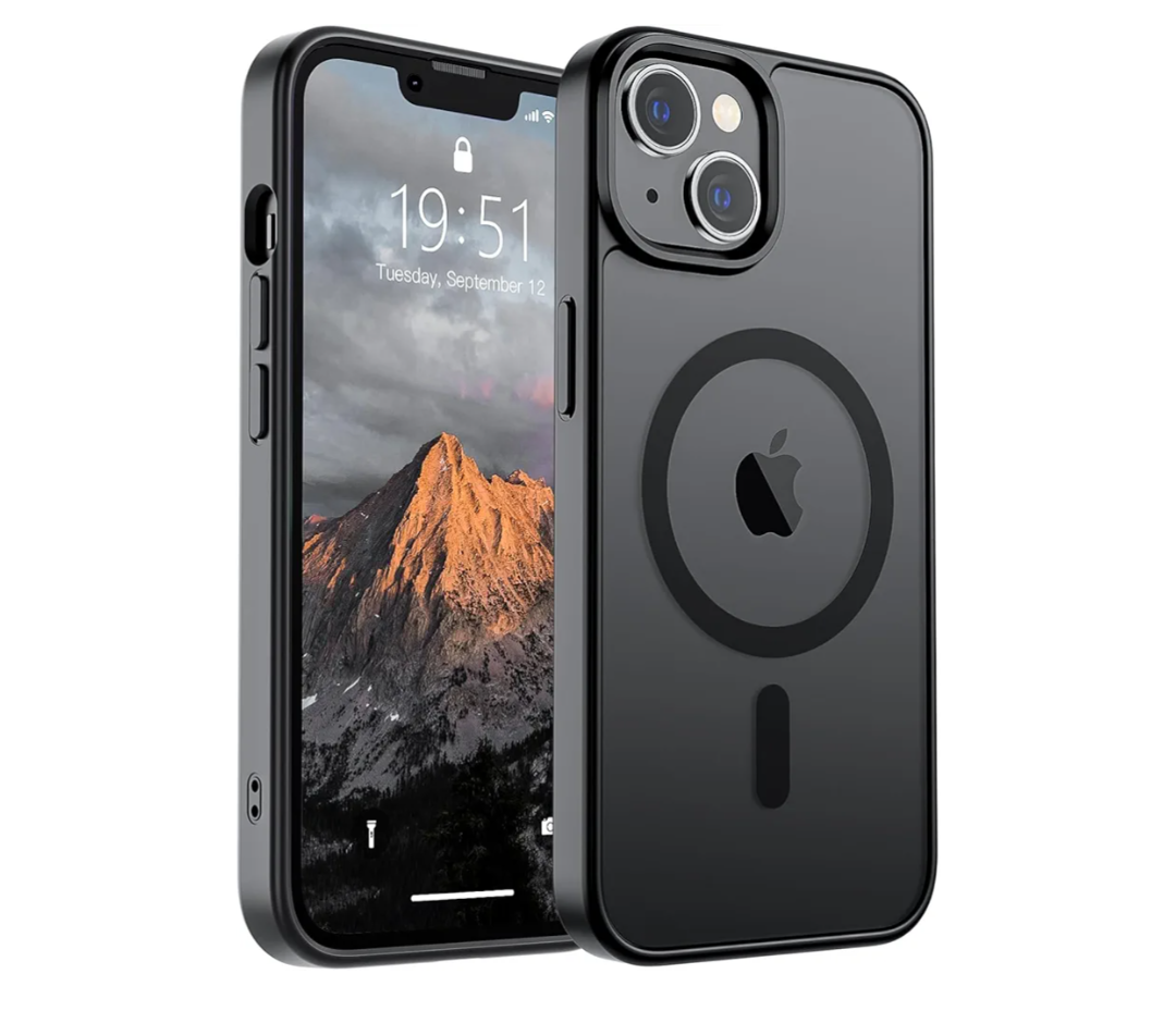 SUPFINE Magnetic for iPhone 14 Case & iPhone 13 Case (Compatible with MagSafe)(Military Grade Drop Protection) Translucent Matte Shockproof Phone Cover, Black