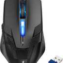 TECKNET Wireless Mouse, USB Cordless Computer Mouse with 8 Buttons, Ergonomic Design, High-Precision 5 Adjustable DPI for PC/Mac/Laptop Black