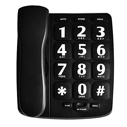 Big Button Phone for Elderly, HePesTer P-02 Amplified Corded Phone for Hearing Impaired Aid with Extra Loud Ringer Landline Telephone for Seniors Home House Phone Wall Mountable