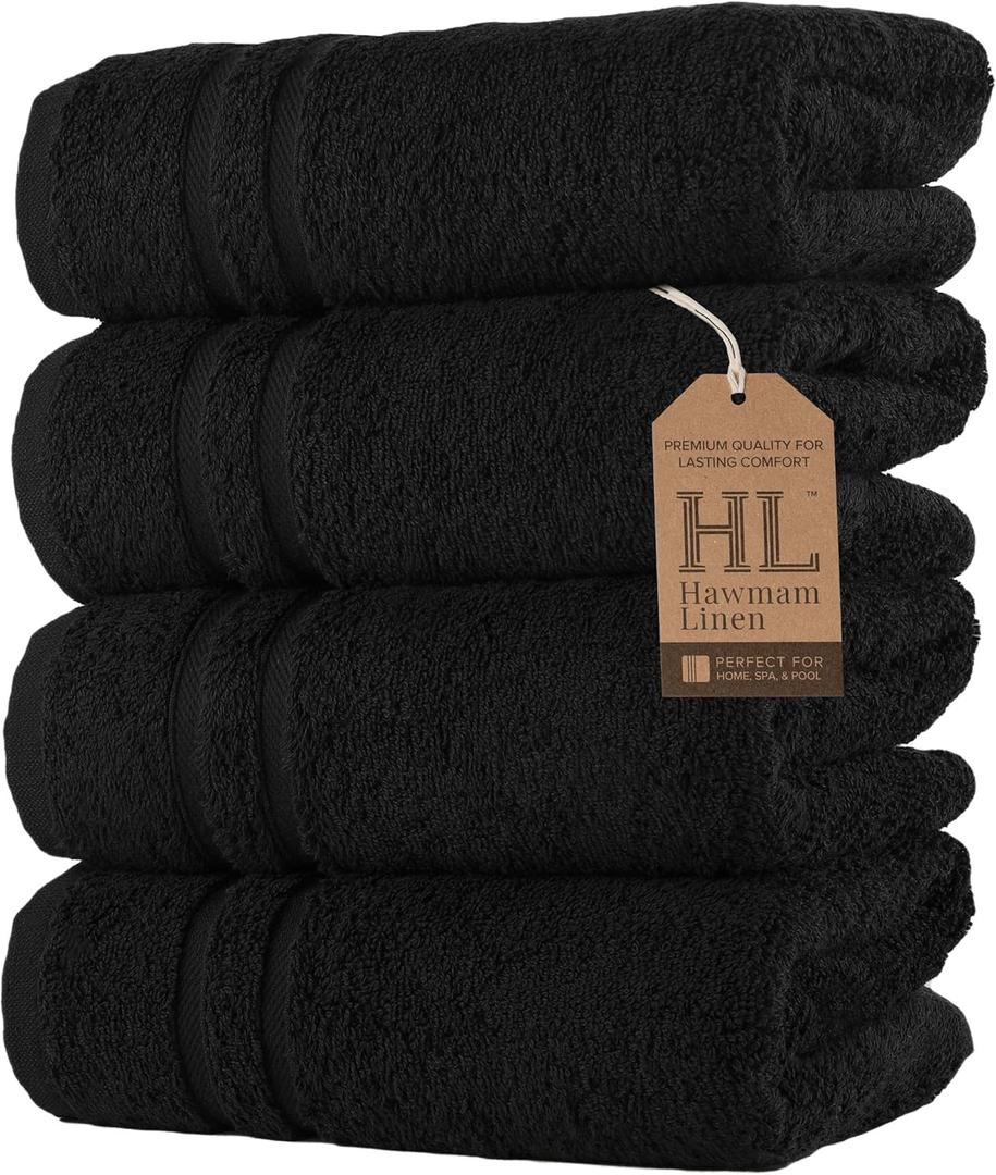 Hawmam Linen Black Hand Towels 4 Pack Turkish Cotton Premium Quality Soft and Absorbent Small Towels for Bathroom (16 in X 29 in Towel) Hawmam Linen Black Hand Towels 4 Pack Turkish Cotton Premium Quality Soft and Absorbent Small Towels for Bathroom (16 in X 29 in Towel)