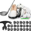 Cozypower 31 Pcs Golf Spikes Set Includes 30 Pcs Golf Cleats Replacement Black Cleats Spanner Metal Thread Screw 6 mm Dia Spike Tool for Lawn Cricket Shoe Player Lover(Black)
