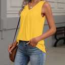 Zeagoo Womens Tank Tops Summer Sleeveless Loose Fit Tops V Neck Pleated Shirts Basic Tees Dressy Casual Trendy Clothes (Yellow, L)