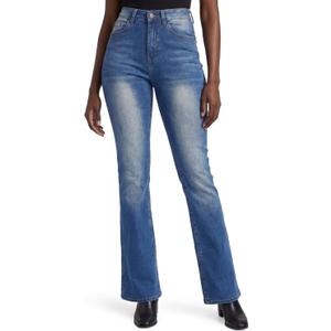 Zylioo Tall Jeans for Women 31"/33" Inseam Long Stretch Denim Pants Straight Leg Mid Rise Classic Fit for Tall Ladies (Blue, L)