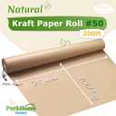 PerkHomy 24" x 2,400" (200') Brown Kraft Paper Roll for Craft Bulletin Board Paper Art Table Covering Crafting Gift Wrapping Bouquet Packing Parcel 70GSM 50LB (Brown, 24" x 200')