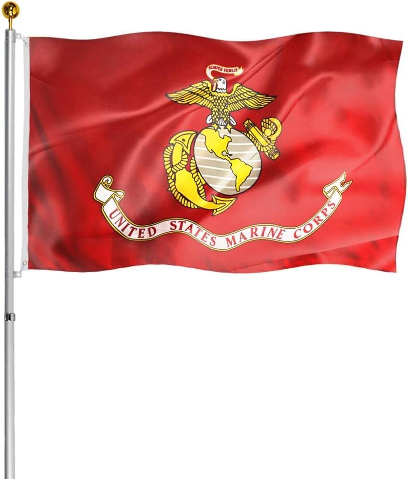 Double Sided US Marine Corps Flag 4x6 FT Outdoor- 3Ply 320D Nylon Heavy Duty USMC Flags Canvas Header with 2 Brass Grommets Easy to Rising